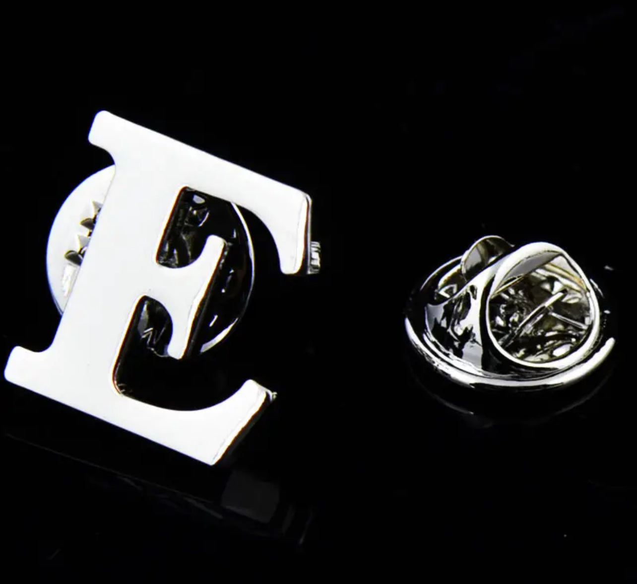Alphabet Lapel Pins - silver