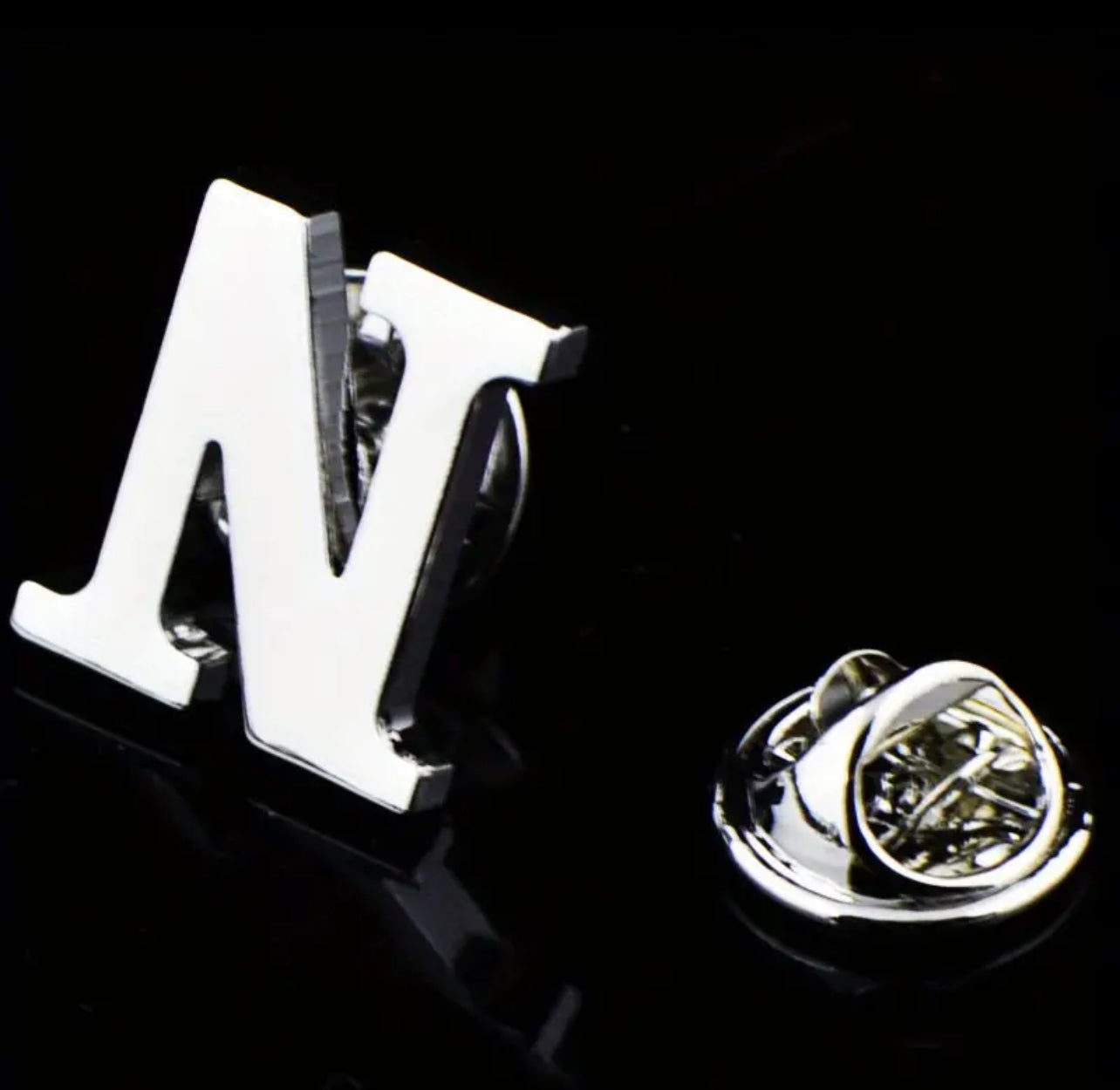 Alphabet Lapel Pins - silver