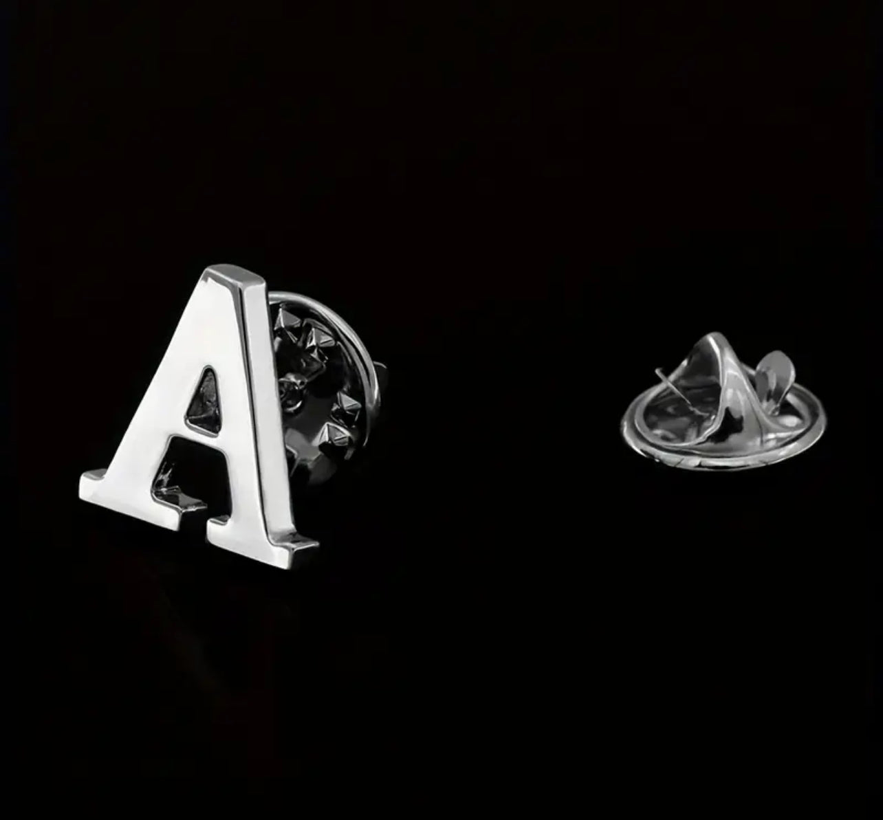 Alphabet Lapel Pins - silver