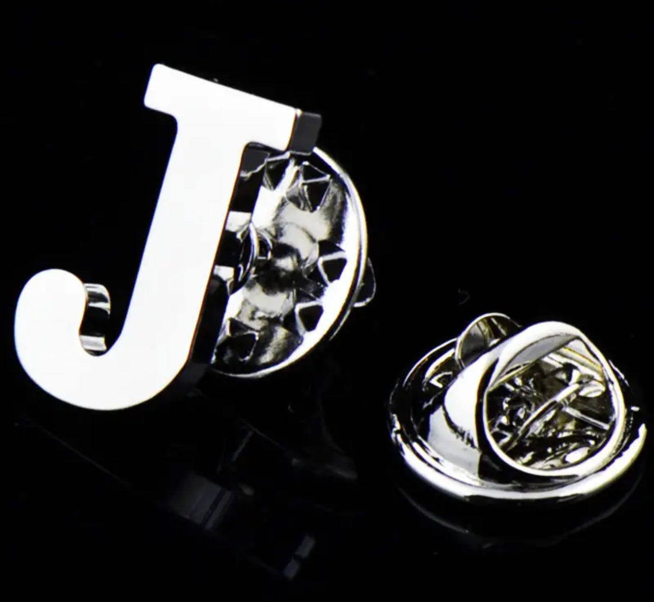 Alphabet Lapel Pins - silver