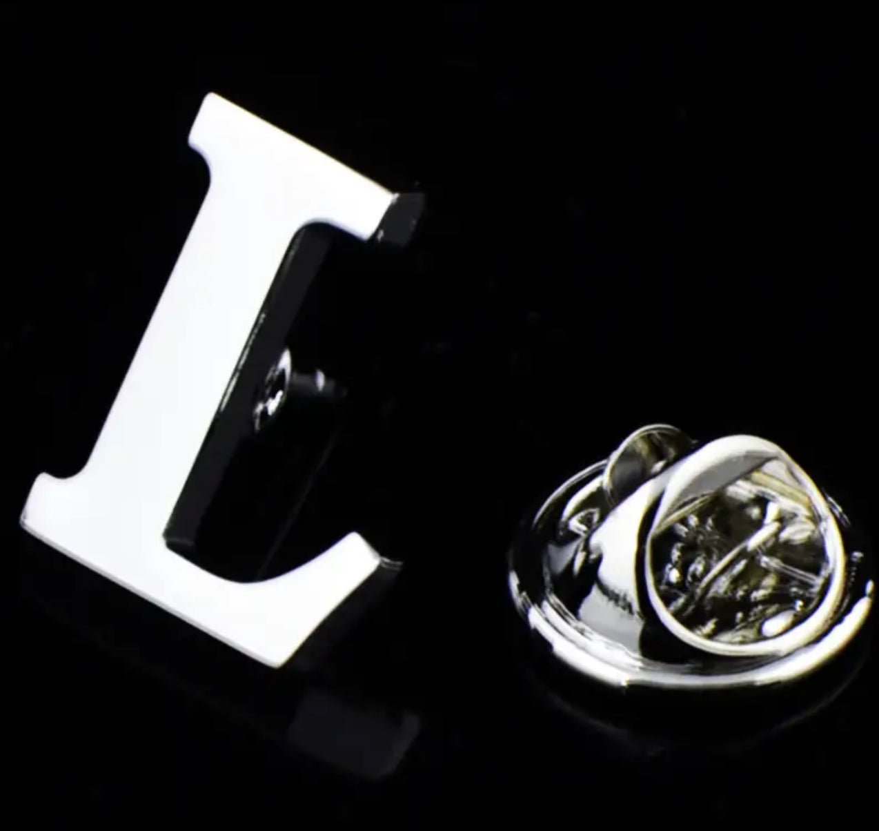 Alphabet Lapel Pins - silver