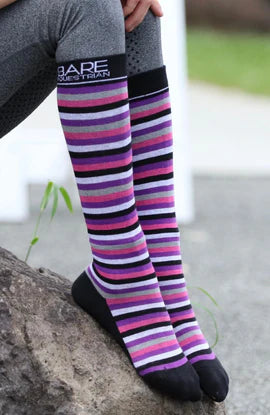 BARE Equestrian Cotton Sock - YOUTH - Lilac/Grey