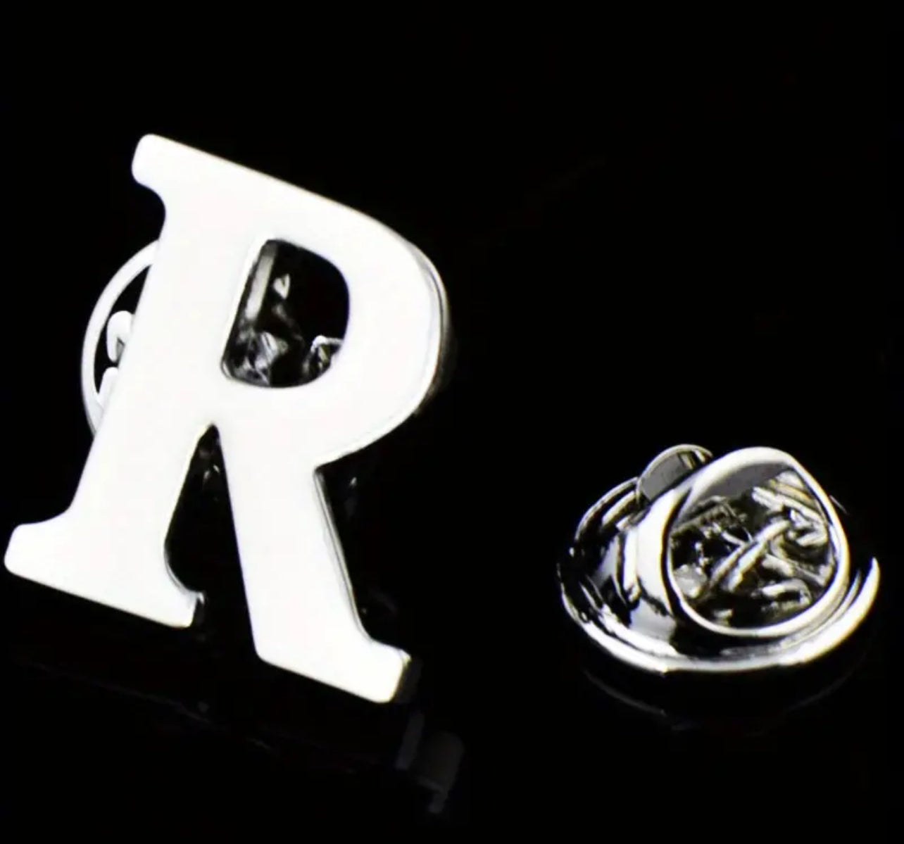 Alphabet Lapel Pins - silver