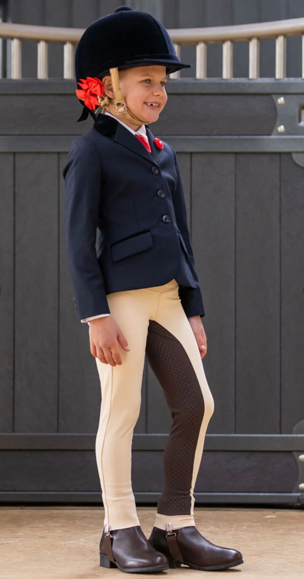 Youth 2-Tone Competition Tights - Stone/Havana Brown