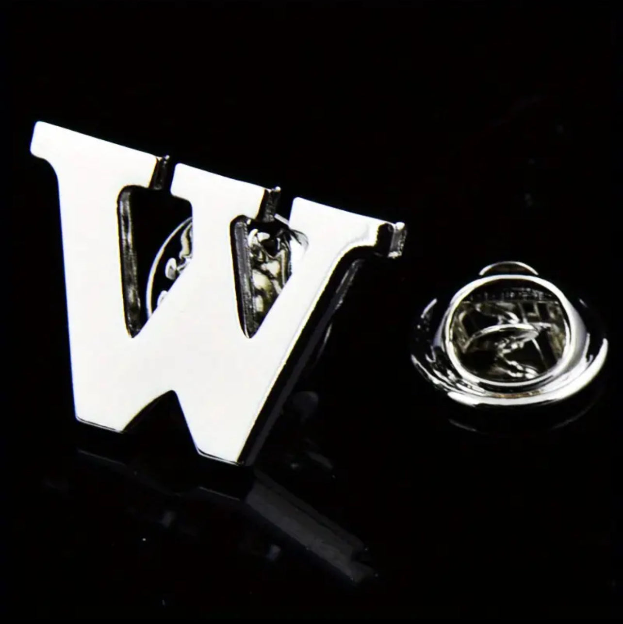 Alphabet Lapel Pins - silver