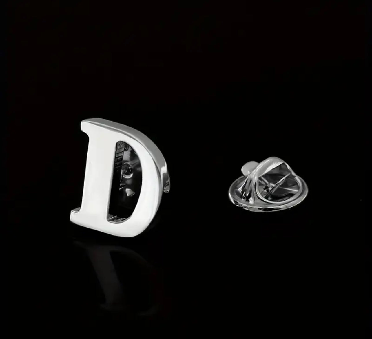Alphabet Lapel Pins - silver