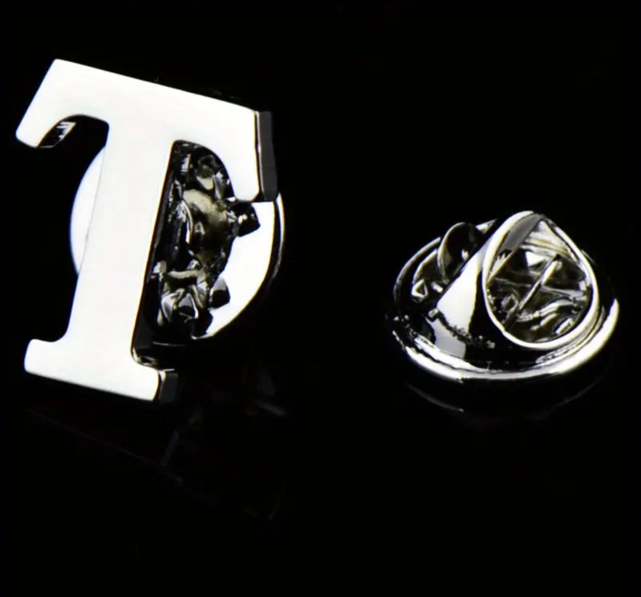 Alphabet Lapel Pins - silver