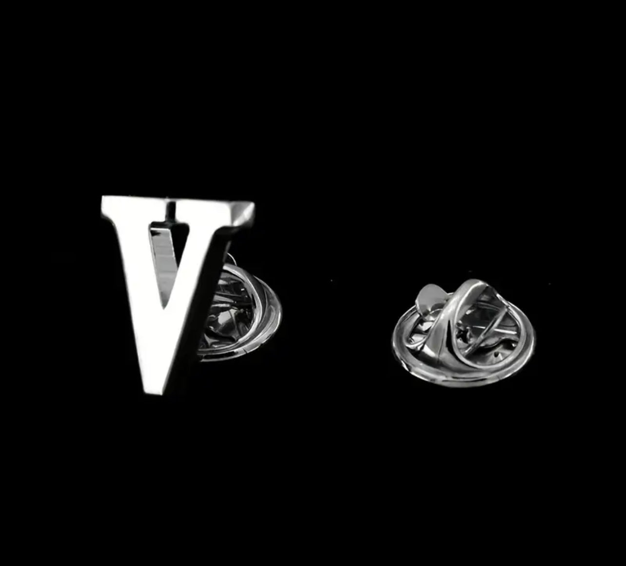 Alphabet Lapel Pins - silver