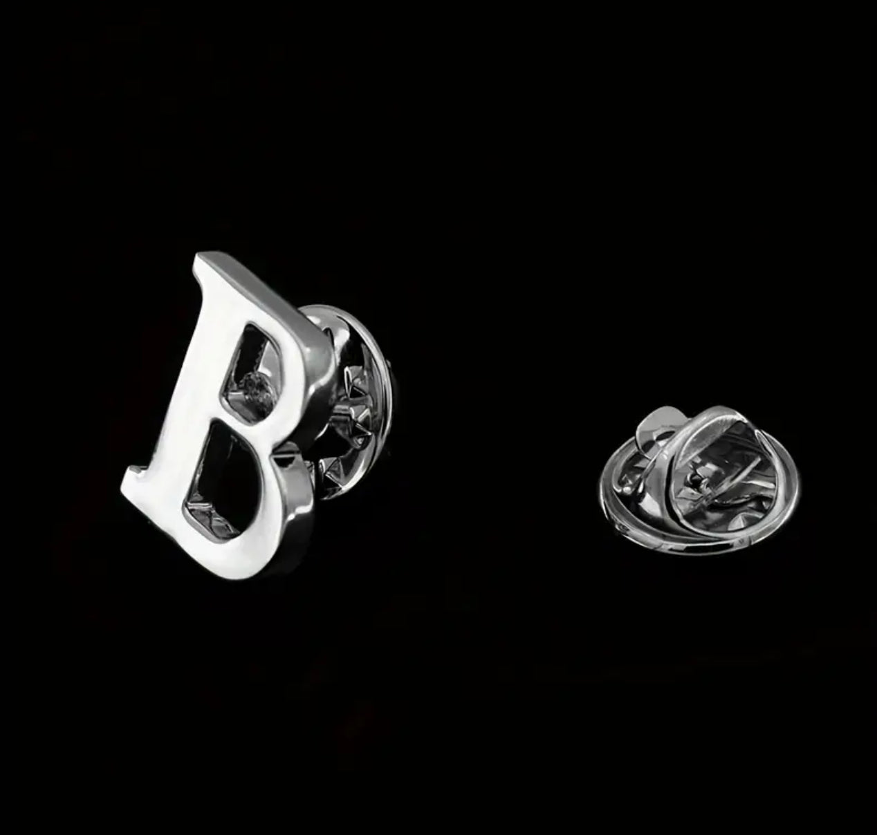 Alphabet Lapel Pins - silver