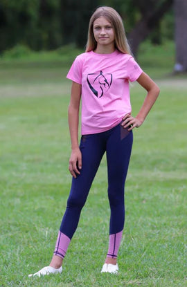 BARE EQUESTRIAN Black Logo t-Shirt - YOUTH - Pink
