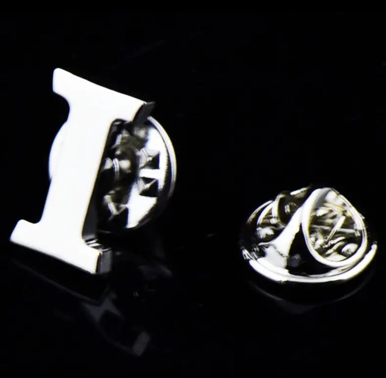 Alphabet Lapel Pins - silver