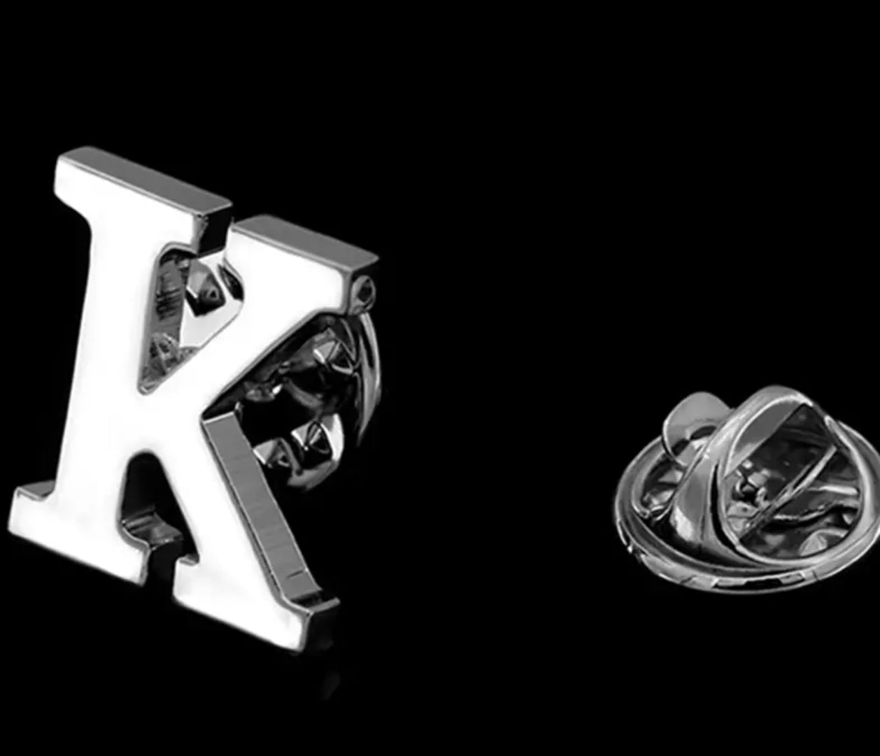 Alphabet Lapel Pins - silver