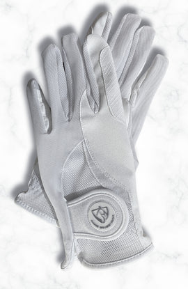 BARE Equestrian Pro-Rider Mesh Gloves - WHITE