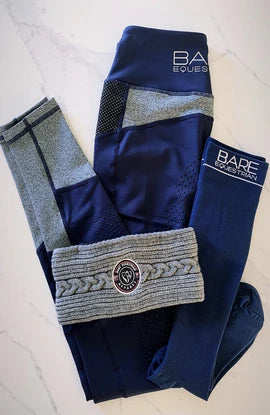 BARE Equestrian Cotton Sock - YOUTH - NAVY LOGO